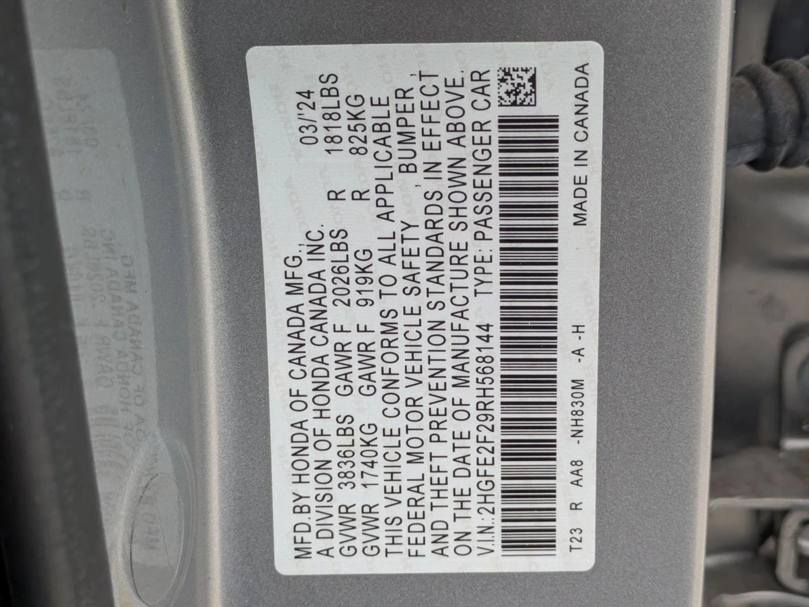 Used 2024 Lunar Silver Metallic Honda LX image 15