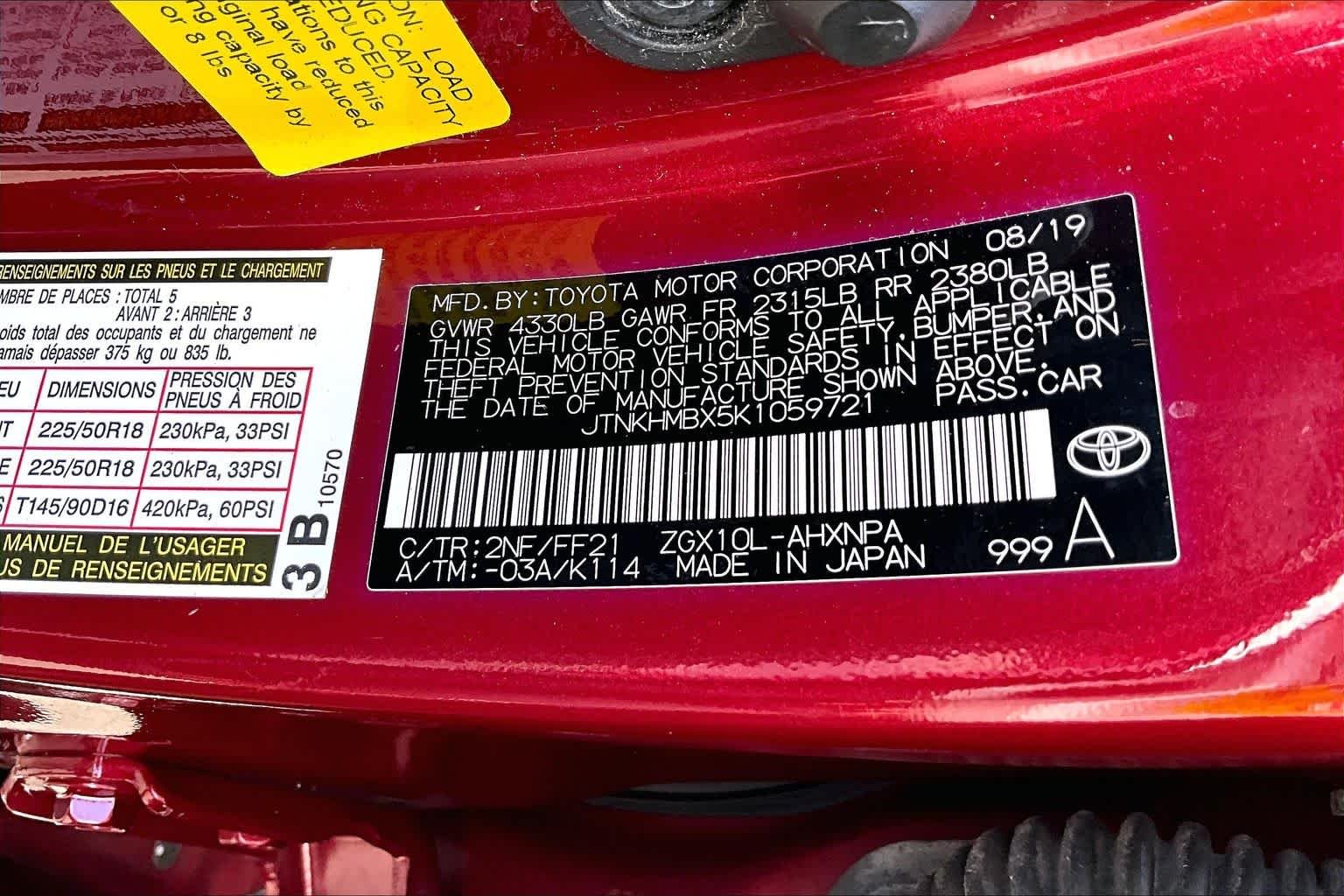 Used 2019 Ruby Flare Pearl w/Black Roof Toyota XLE image 33