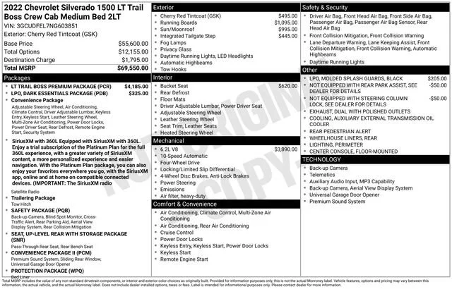 Certified Used 2022 Cherry Red Tintcoat Chevrolet LT Trail Boss image 1