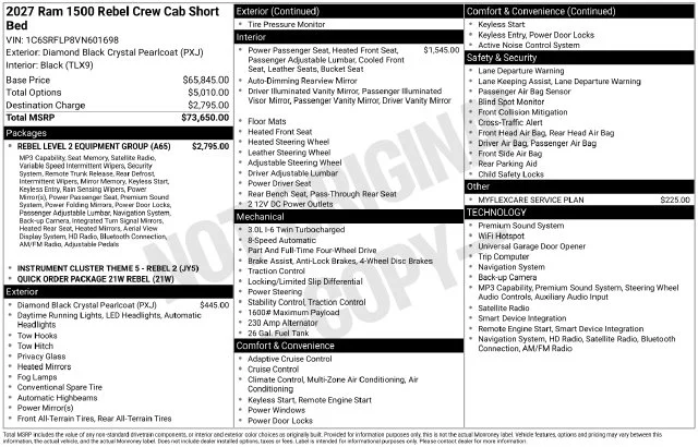 New 2027 Diamond Black Crystal Pearl-Coat Exterior Paint RAM Rebel image 4