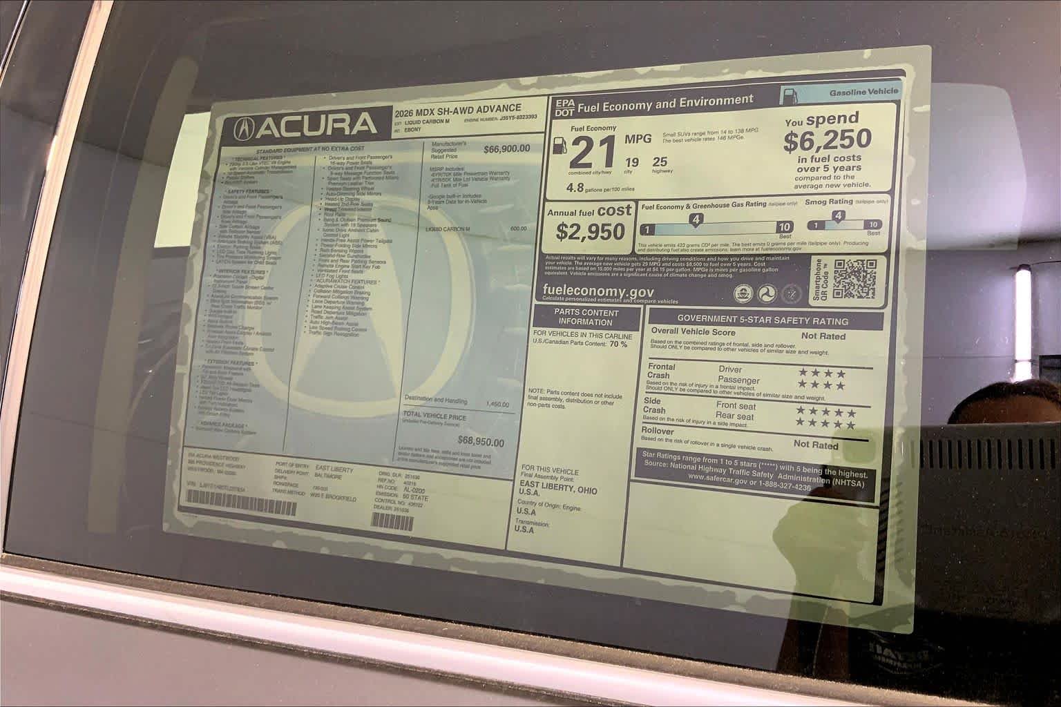 New 2026 Liquid Carbon Metallic Acura With Advance Package image 19