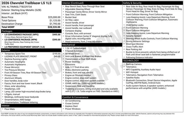 New 2026 Sterling Gray Metallic Chevrolet LS image 1