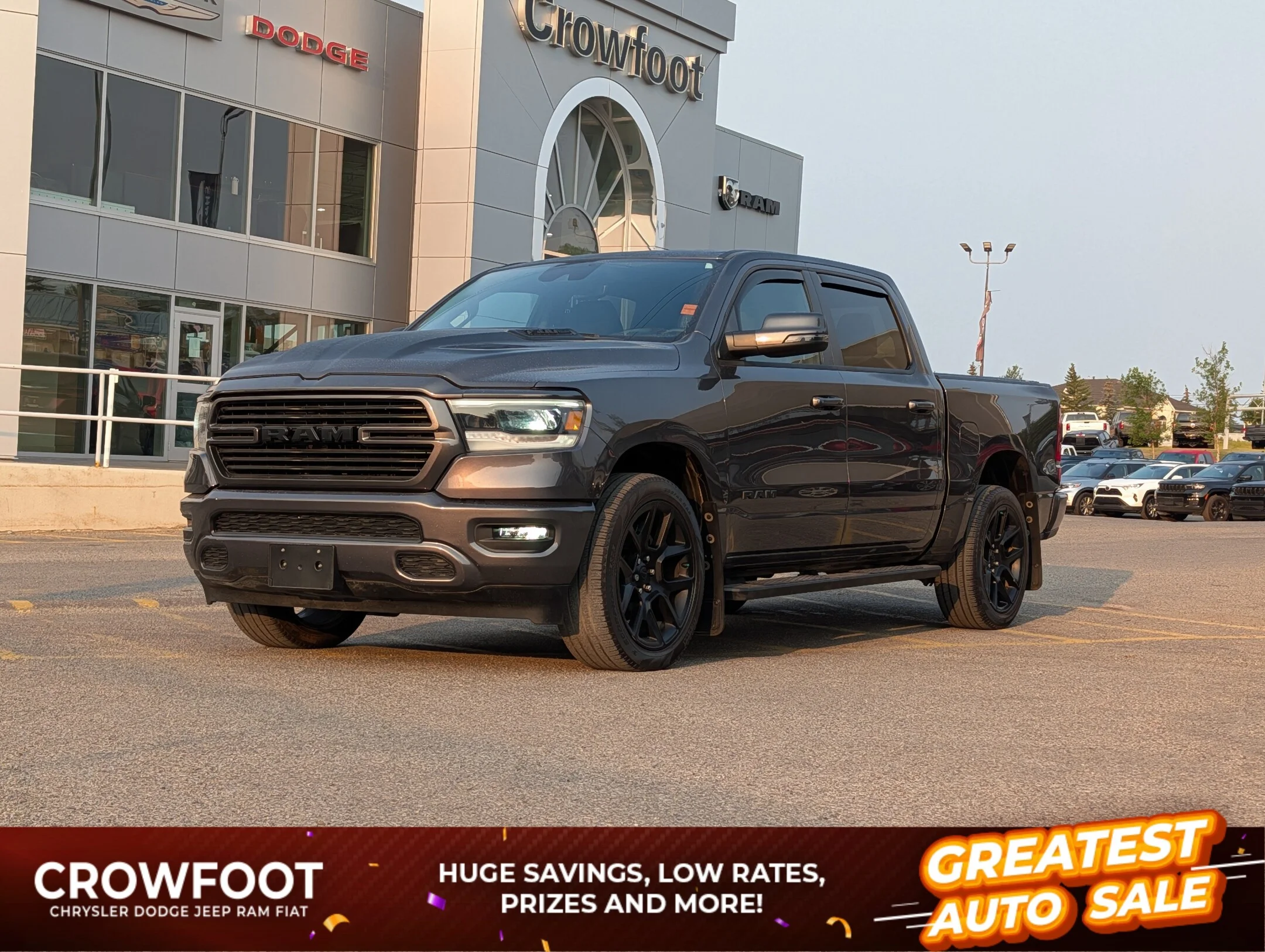 Certified Used 2023 Grey RAM Sport - - 4x4 - Sport Hood - 22 Forged Wheels - Trailer Hitch & Power Pedals & More! image 1