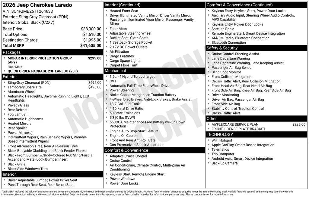 New 2026 Sting-Gray Clear-Coat Exterior Paint Jeep Laredo image 6
