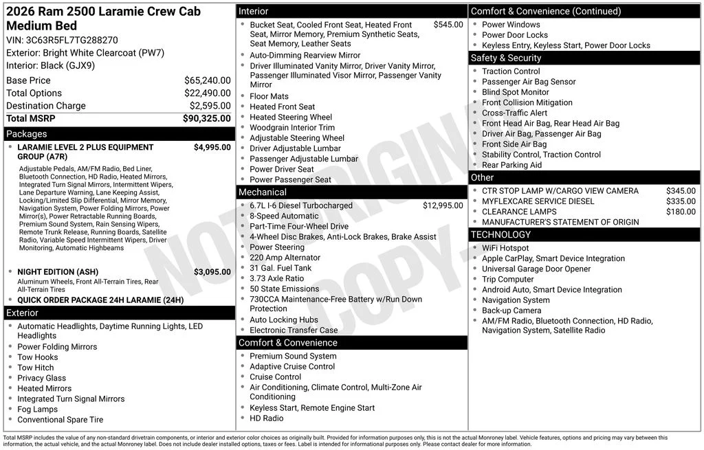 New 2026 Bright White Clear-Coat Exterior Paint RAM Laramie image 9