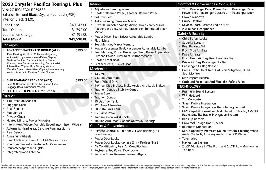 Used 2020 Black Chrysler Touring L Plus image 37
