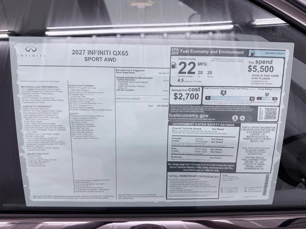 New 2027 GRAPHITE SHADOW INFINITI Sport AWD image 47