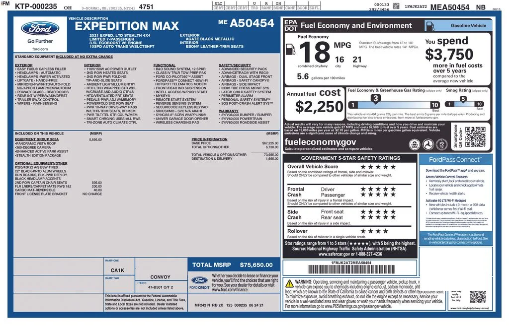 Used 2021 Black Ford Limited image 2