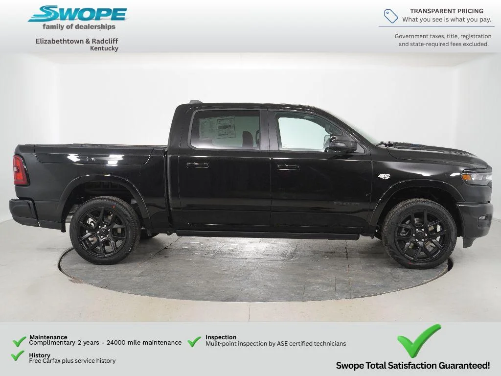 New 2026 Diamond Black Crystal Pearl-Coat Exterior Paint RAM Laramie image 2