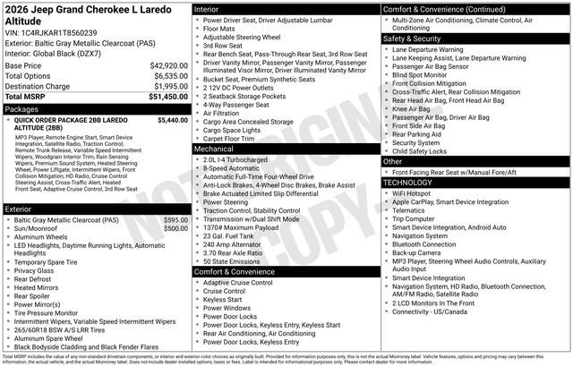 New 2026 Baltic Gray Metallic Clearcoat Jeep Laredo Altitude image 32