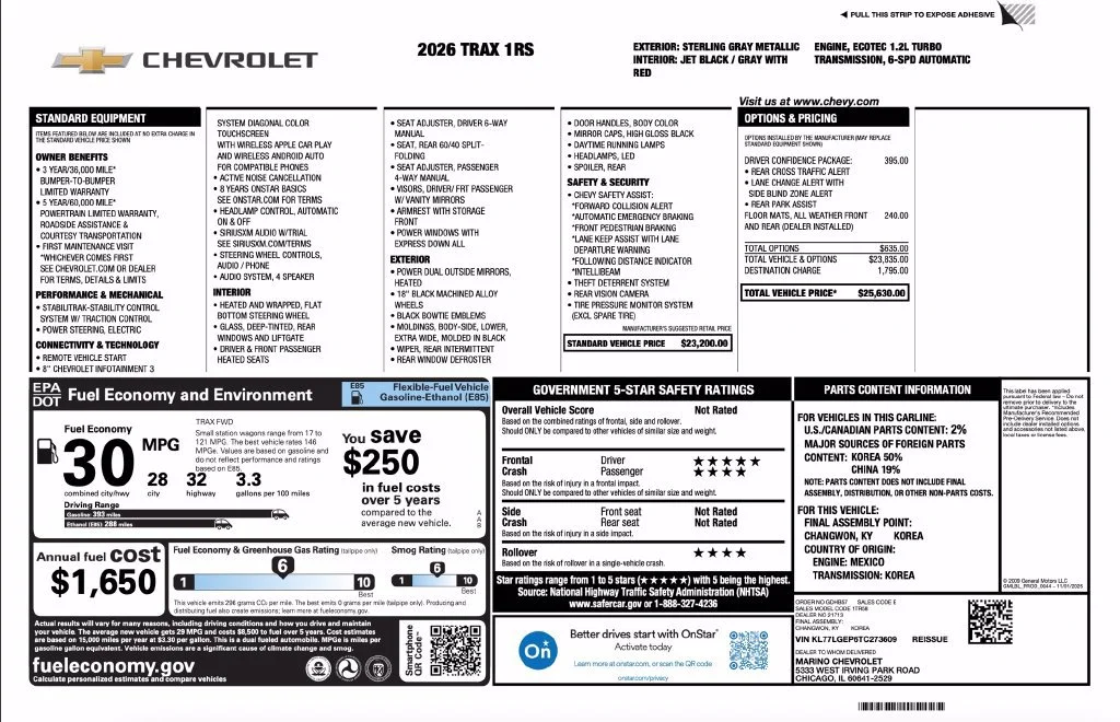 New 2026 Sterling Gray Metallic Chevrolet 1RS image 2