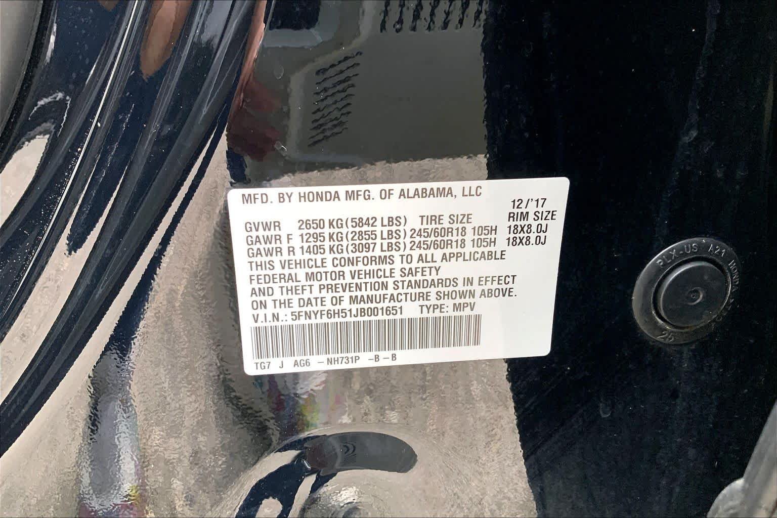 Used 2018 Crystal Black Pearl Honda EX-L image 34