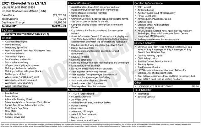 Used 2021 Shadow Gray Metallic Chevrolet LS image 30