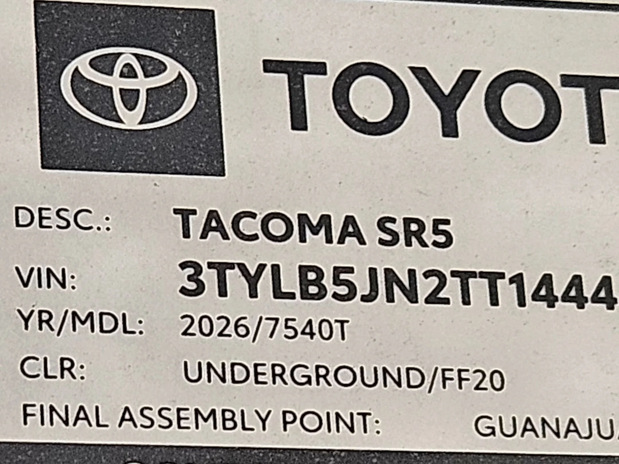 New 2026 Underground Toyota SR5 image 24