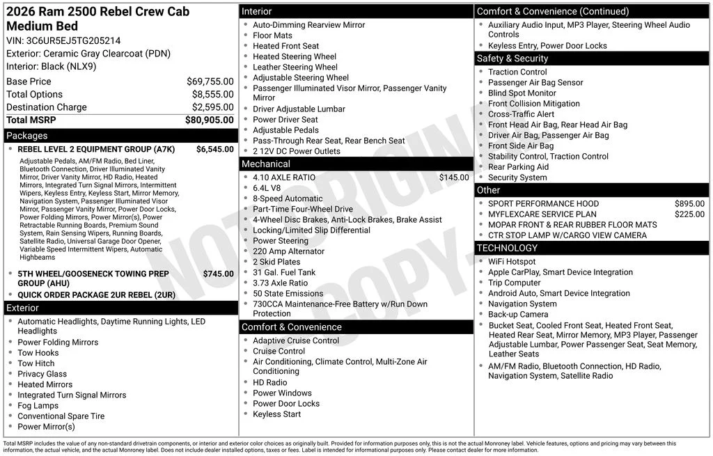 New 2026 Ceramic Gray Clear-Coat Exterior Paint RAM Rebel image 5