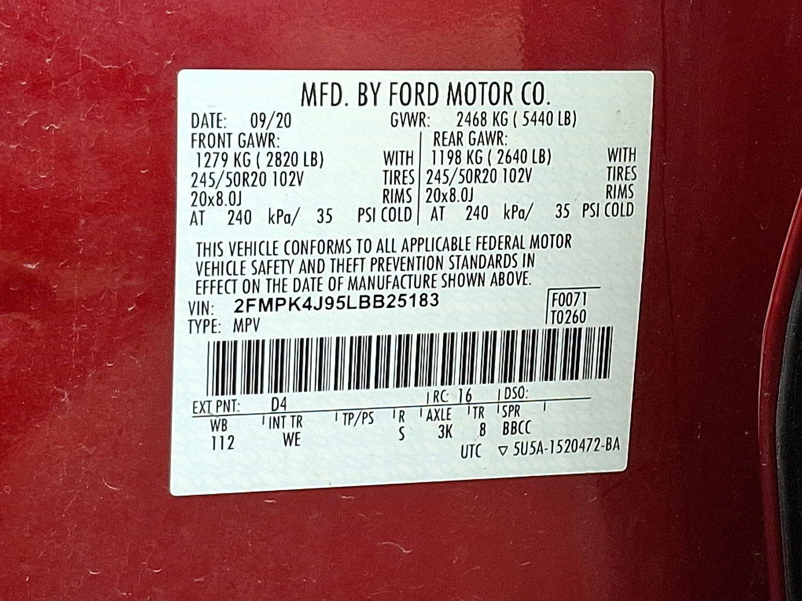 Used 2020 Rapid Red Metallic Tinted Clearcoat FORD ST LINE image 27