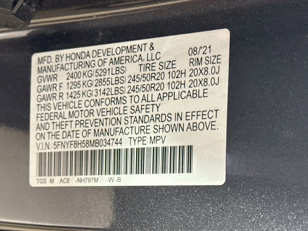 Used 2021 Modern Steel Metallic Honda EX-L image 32