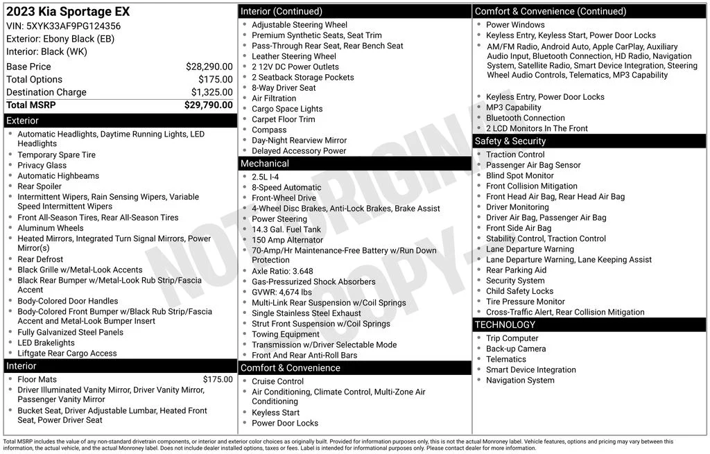 Used 2023 Black Kia EX image 8
