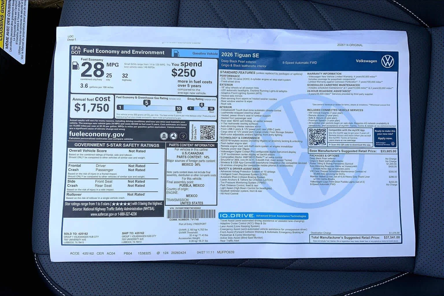 New 2026 Deep Black Pearl Volkswagen SE image 22