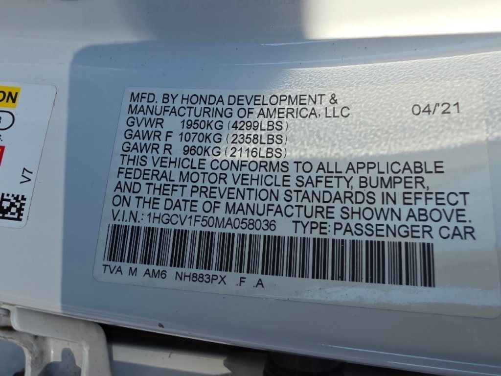 Certified Used 2021 White Honda EX-L image 37