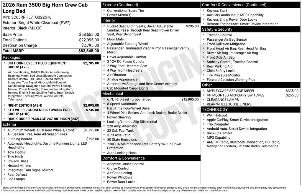 New 2026 Bright White Clear-Coat Exterior Paint RAM Big Horn image 4