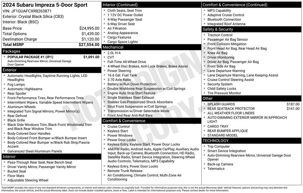 Used 2024 Black Subaru Sport image 17