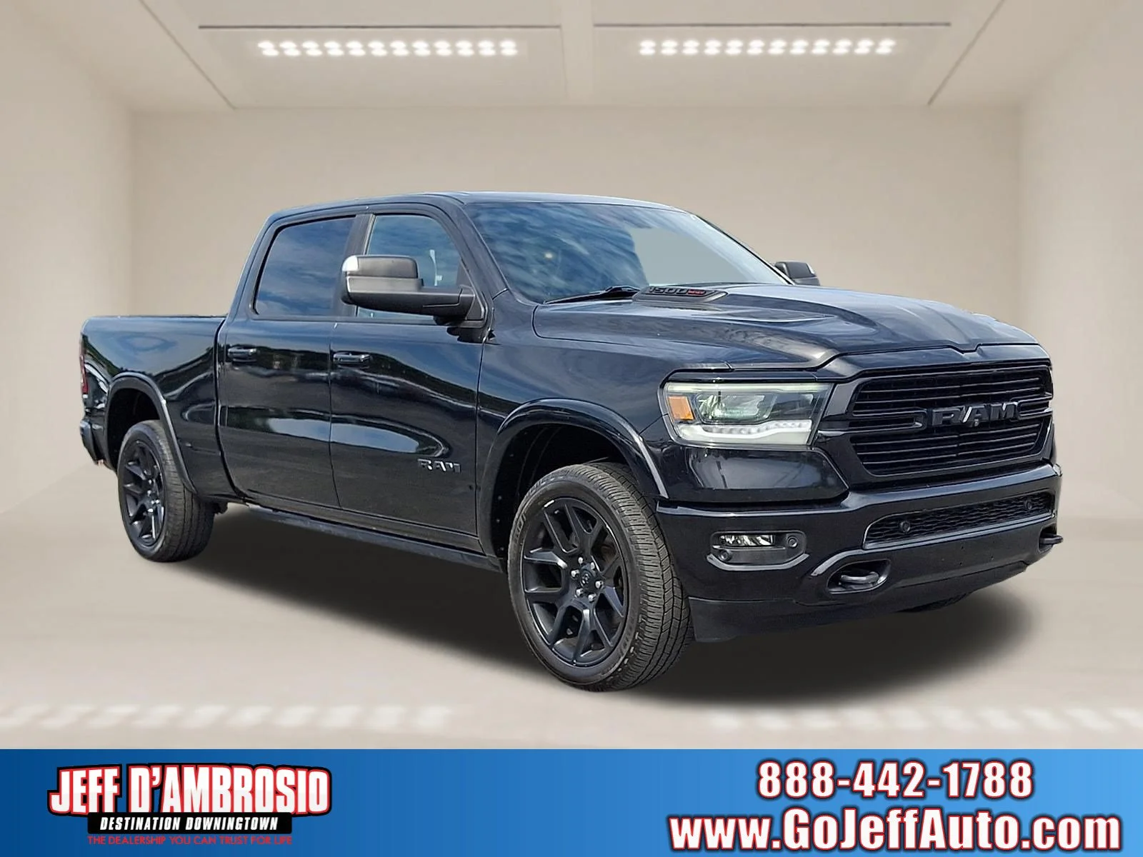 Used 2021 Diamond Black Crystal Pearlcoat Ram Laramie image 1