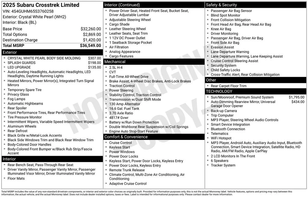 Certified Used 2025 White Subaru Limited image 8