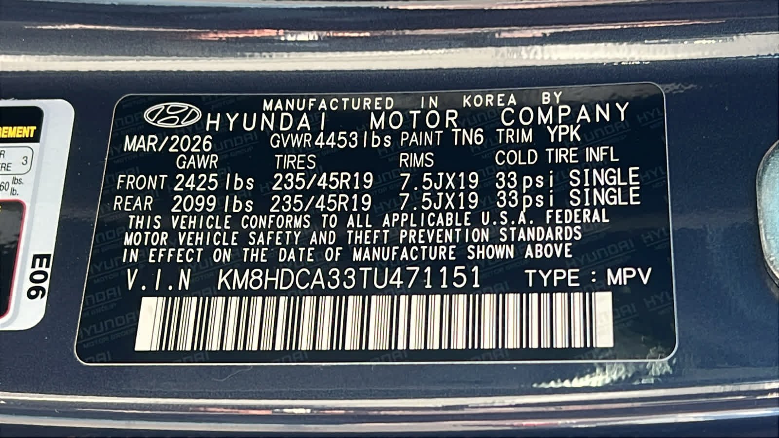New 2026 Denim Blue Pearl Hyundai SEL Premium AWD image 30