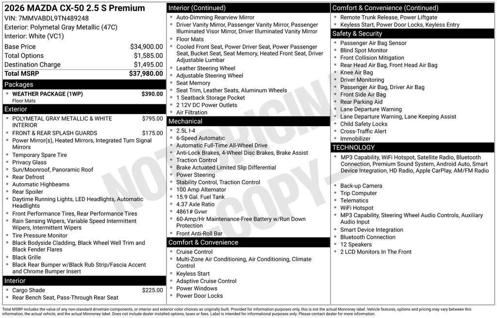 New 2026 Gray Mazda 2.5 S Premium image 7