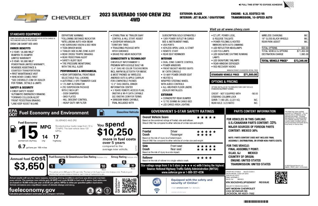 Certified Used 2023 Black Chevrolet ZR2 image 4