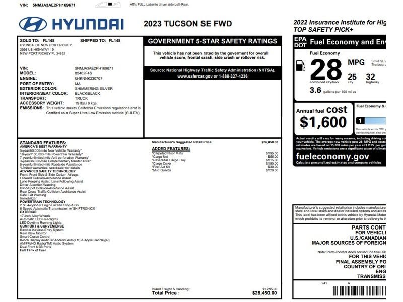 Used 2023 Shimmering Silver Hyundai SE image 1