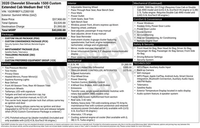Used 2020 White Chevrolet Custom image 7
