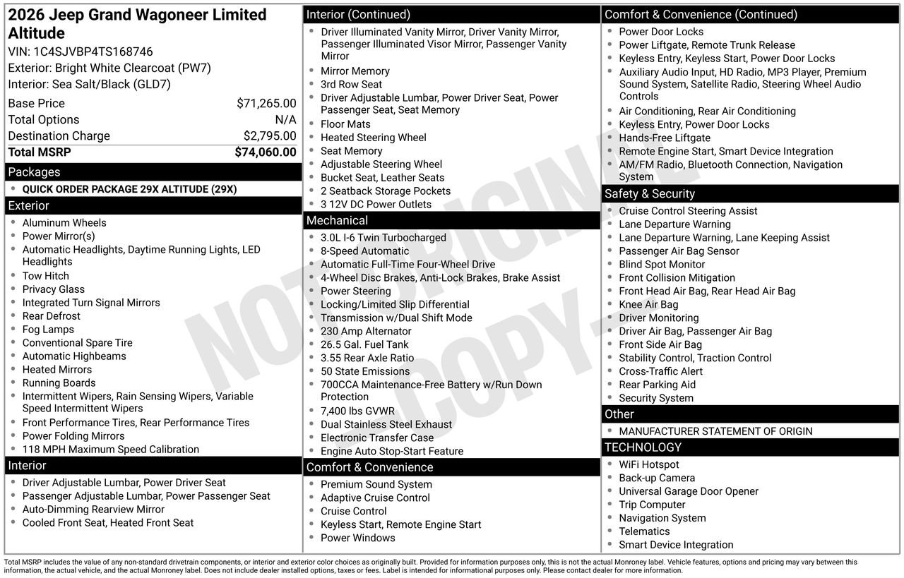 New 2026 Bright White Clearcoat Jeep Limited Altitude image 29