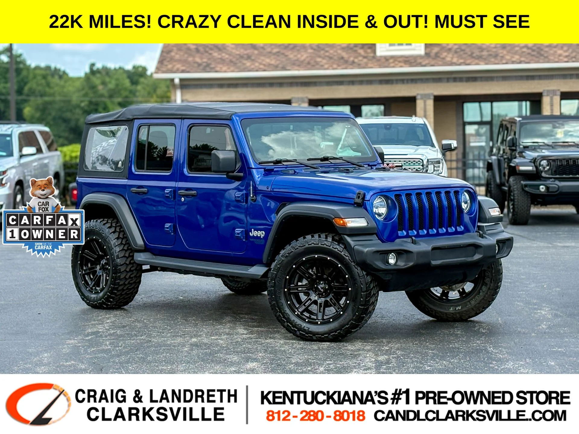 Used 2019 Blue Jeep Unlimited Sport image 1