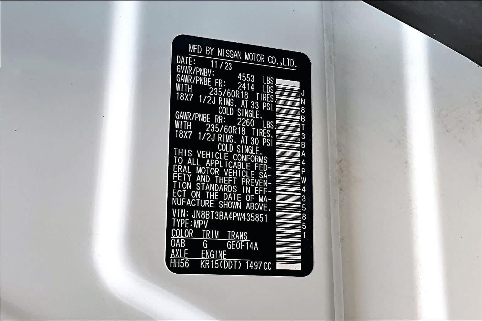 Used 2023 Pearl White Tricoat Nissan SV image 34