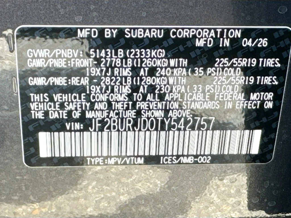 New 2026 MAGNETITE GRAY METALLIC Subaru Touring XT image 42