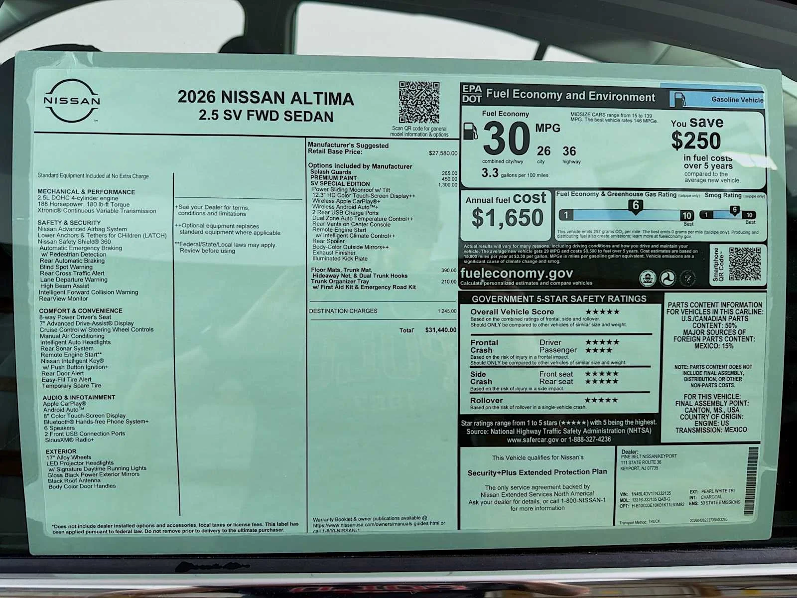 New 2026 Pearl White TriCoat Nissan SV Special Edition image 6