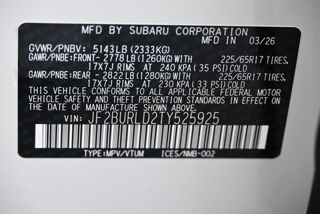 New 2026 White Subaru Wilderness image 21