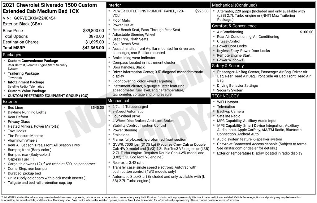 Used 2021 BLACK Chevrolet Custom image 8