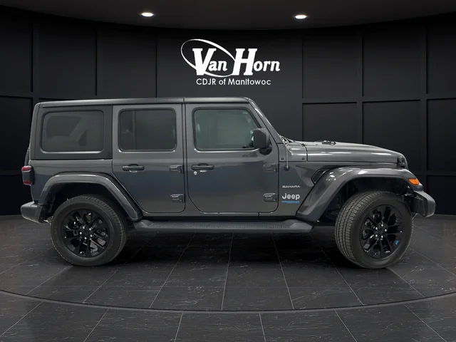 Used 2022 Jeep Wrangler Unlimited Sahara 4XE with VIN 1C4JJXP65NW274349 for sale in Manitowoc, WI