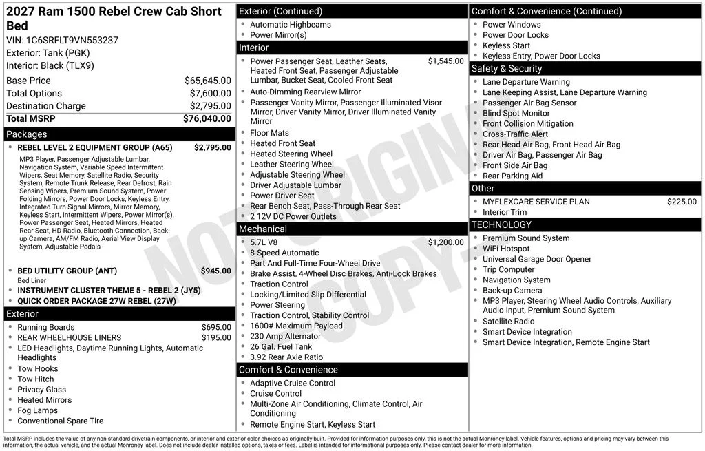 New 2027 Tank Exterior Paint RAM Rebel image 4