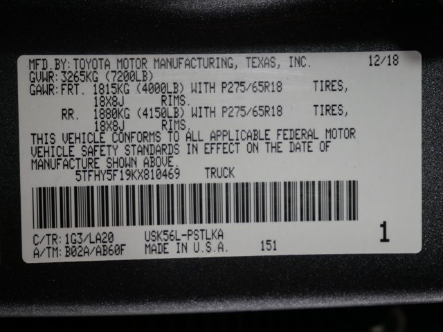 Used 2019 Magnetic Gray Metallic Toyota Crew Cab Limited w/ Premium Pkg & TRD Off-Road Pkg image 33