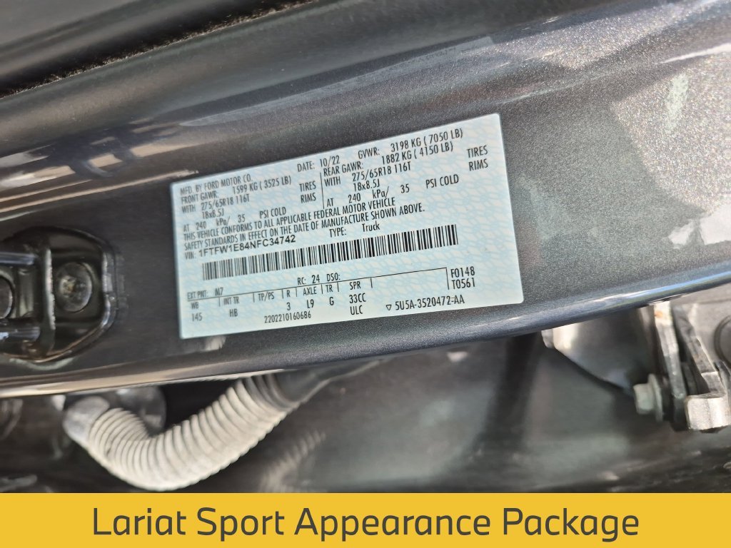 Used 2022 Gray Metallic Ford Lariat image 8