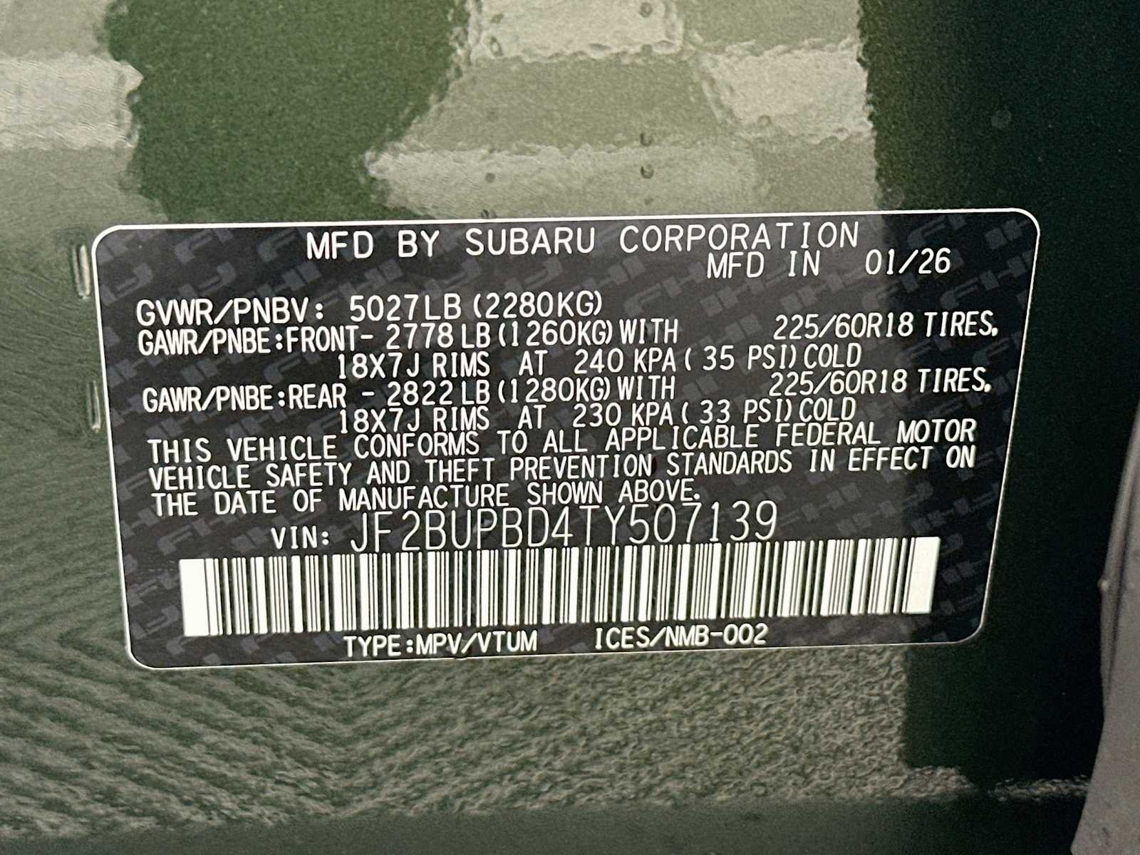 Certified Used 2026 Deep Emerald Green Pearl Subaru Premium image 31