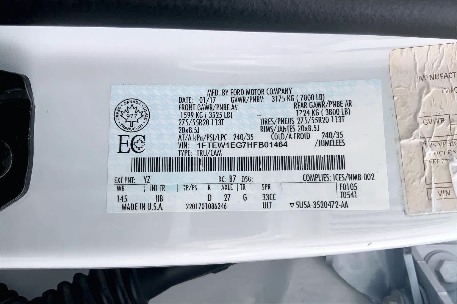 Used 2017 Oxford White Ford Lariat image 36