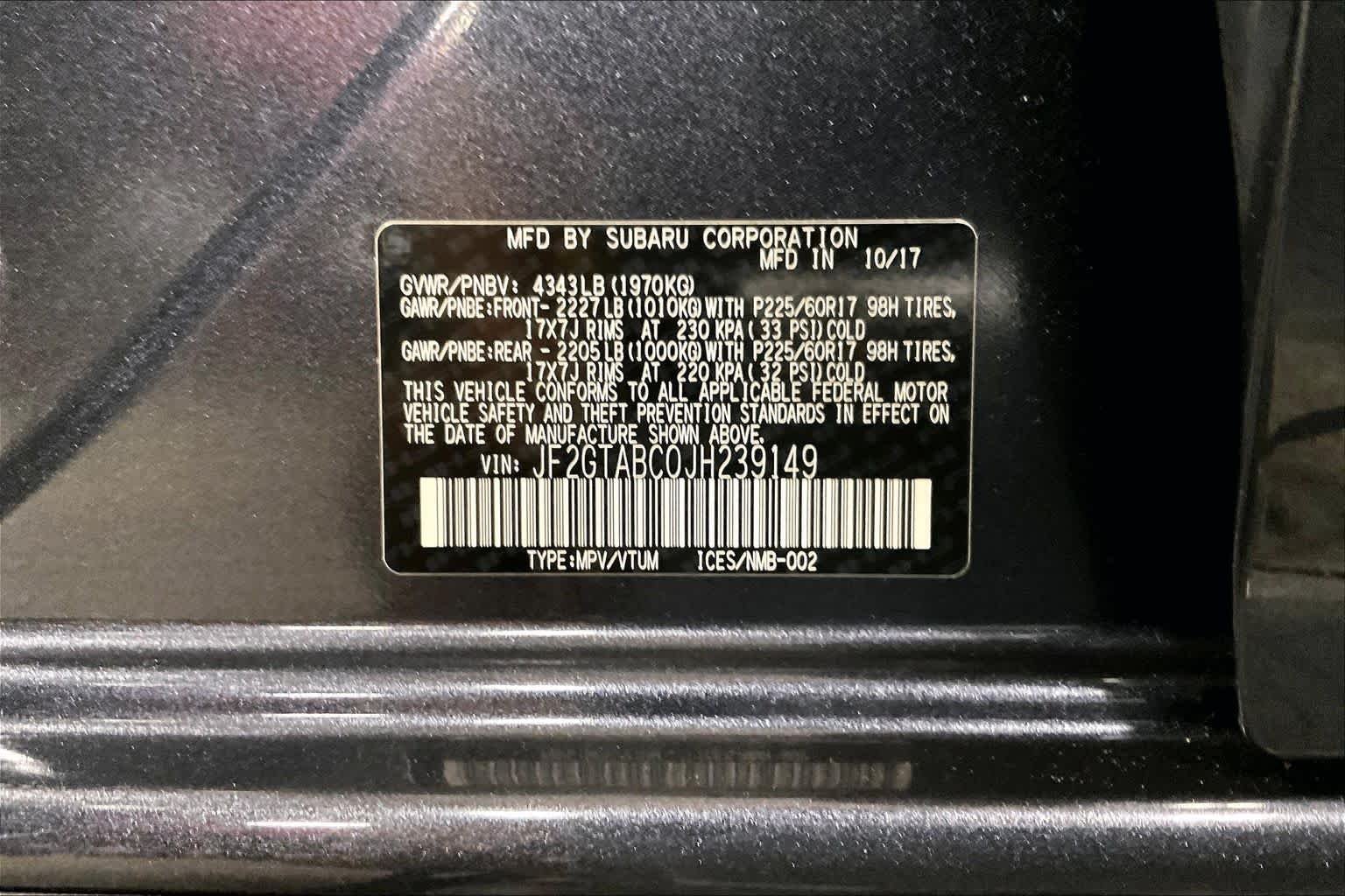 Used 2018 Dark Gray Metallic Subaru Premium image 35