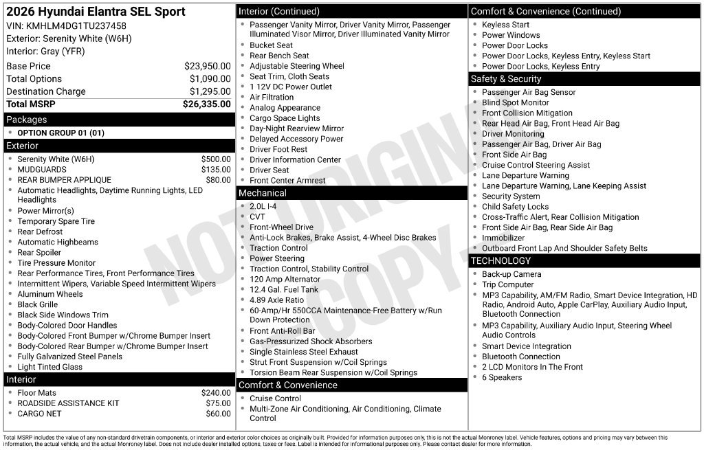 New 2026 White Hyundai SEL Sport image 32
