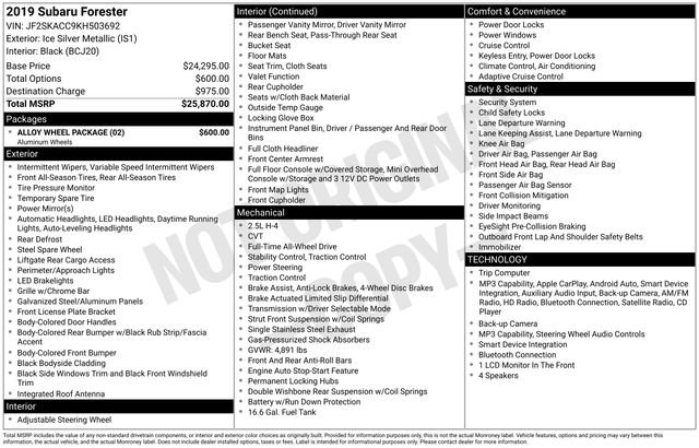 Used 2019 Silver Subaru Base image 9