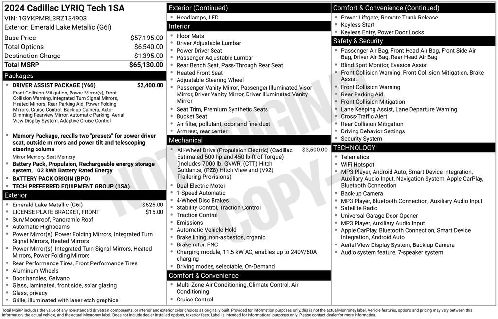 Used 2024 Green Cadillac Tech image 2